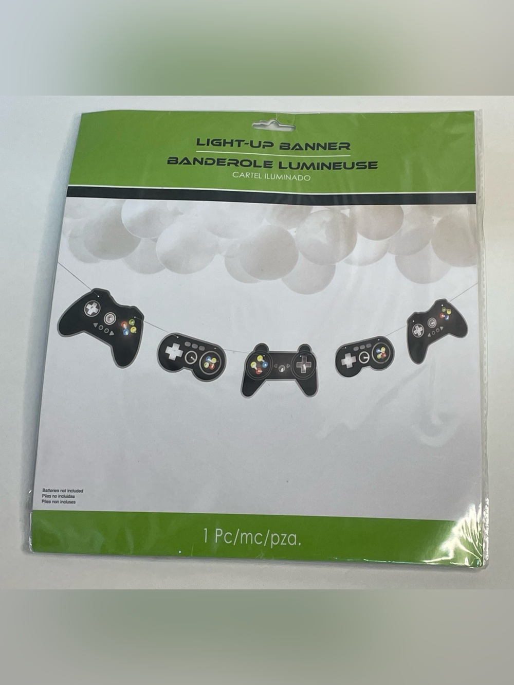 Video Game Controller Light Up Banner Gamer Birthday Decoration NWT Sealed